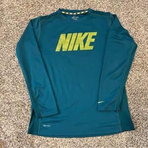 Nike Teal Dri-FIT Long Sleeve with Yellow Logo